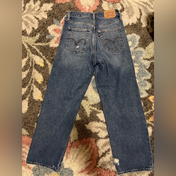 Levi's High Rise Distressed Blue Jeans - Picture 2 of 5
